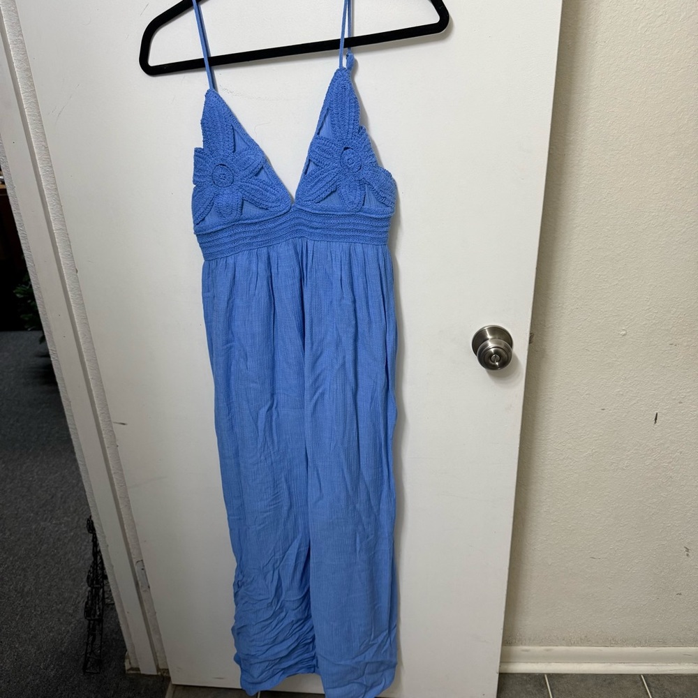 Blue Halter Maxi Dress